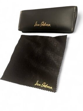 Sam Edelman Black Leather Sunglasses Case & Microfiber Cleaning Cloth